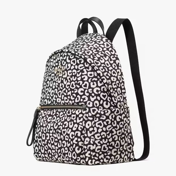 New Kate Spade Leopard Heart Medium Backpack - Picture 2 of 4